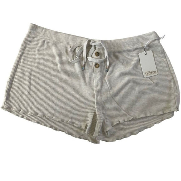 PJ Salvage Other - PJ Salvage Ribbed Gray Lounge Pajama Shorts Elastic Waist SOFT